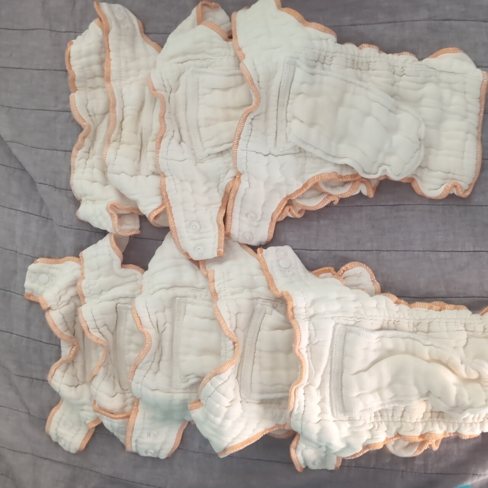 9 Organic Cotton Workhorse snaps Clotheez diapers - size Newborn
